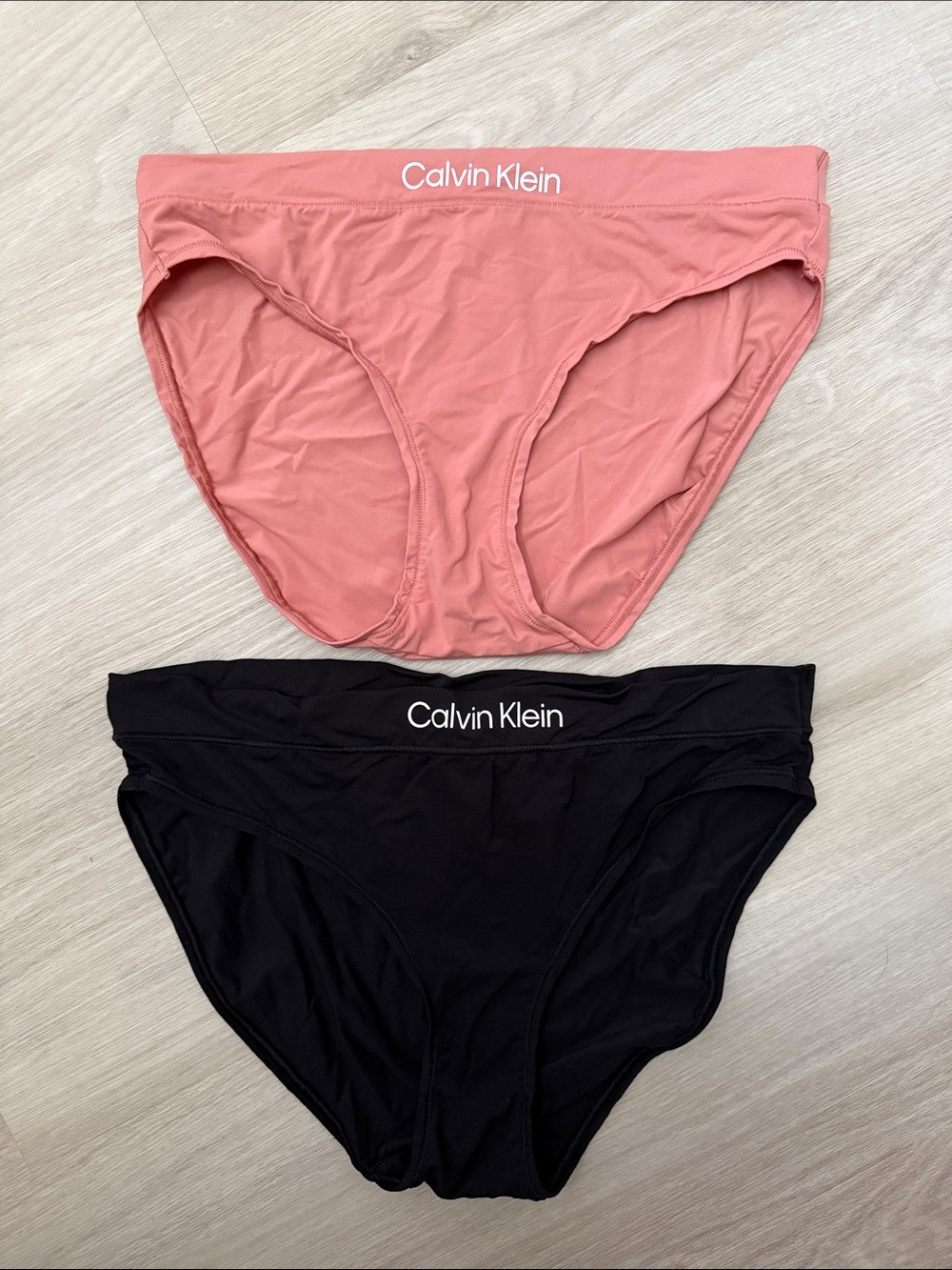 Calvin Klein 2-Pack Bikini Briefs — Coral Pink & Black